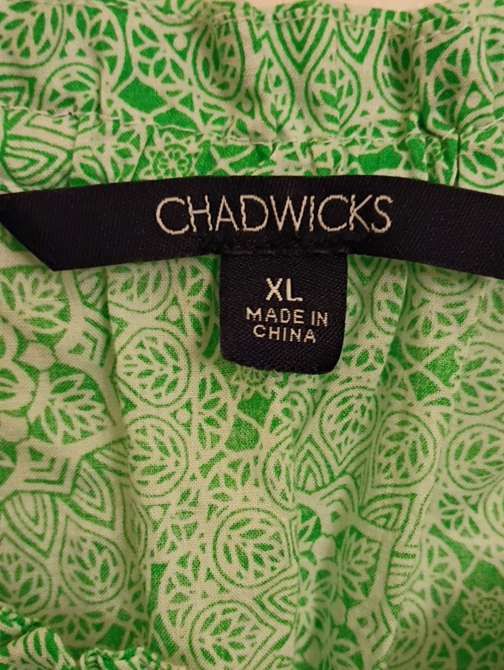 Chadwicks Light Green Printed Short Sleeve Peasant Top - Picture 3 of 7